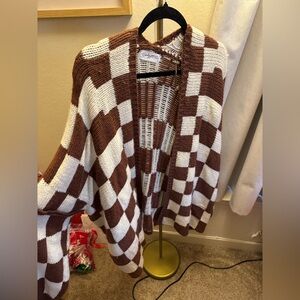 CJLA brown checkered cardigan